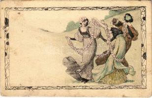 1901 Szecessziós hölgyek. K.C.F. Bpst. / Art Nouveau lady (fl)