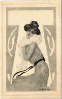 Szecessziós hölgy / Art Nouveau lady. No. 4400. s: Jacques Debut (EB)