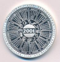 Fritz Mihály (1947-) 2001. "Boldog Új Évet 2001" Európa elrablását ábrázoló ezüstözött fém...
