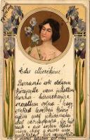 1902 Szecessziós hölgy / Art Nouveau lady. Stengel & Co. Ser. 10. Künstlerkarte 61. litho s: C. Horn