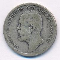 Svédország 1890EB 1K Ag II. Oszkár T:3 ph. Sweden 1890EB 1 Krona Ag Oscar II C:F edge error Krause KM#760