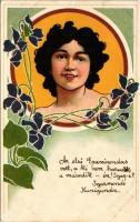 Szecessziós hölgy / Art Nouveau lady (kis szakadás / small tear)