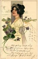 1899 (Vorläufer) Szecessziós hölgy / Art Nouveau lady. Serie No. 272. litho