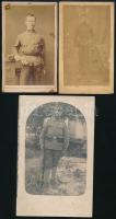 cca 1870-1910 3 db katonát ábrázoló fotó, vizitkártya