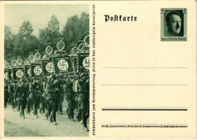 Feldpostkarte zum Reichsparteitag / NSDAP German Nazi Party propaganda, swastika. 6 Ga. Adolf Hitler (fa)