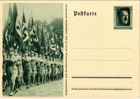 Feldpostkarte zum Reichsparteitag / NSDAP German Nazi Party propaganda, swastika. 6 Ga. Adolf Hitler (Rb)