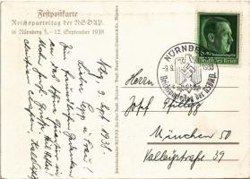 1938 Reichsparteitag Nürnberg. Festpostkarte Reichsparteitag der NSDAP / Nuremberg Rally. NSDAP Germ...