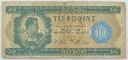 1946. 10Ft "A 142 033335" T:III,III- / Hungary 1946. 10 Forint "A 142 033335" C:F,VG Adamo F1