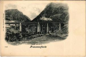 Fortezza, Franzensfeste (Südtirol); Railway viaduct, locomotive, train / Viadotto ferroviario