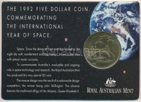 Ausztrália 1992. 5$ Al-Br Nemzetközi Űrév karton díszkiadásban T:BU  Australia 1992. 5 Dollars Al-Br International Year of Space in cardboard coincard case C:BU Krause KM#190