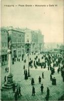 Trieste, Trieszt; Piazza Grande, Monumento a Carlo VI / square, statue, tram (EB)