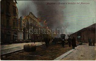 1908 Messina, Rovine e incendo del Municipio / burning of the town hall, ruins