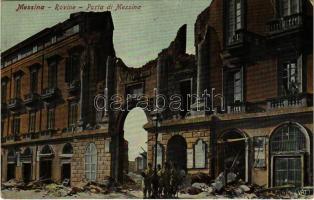 1908 Messina, rovine, Porta di Messina / after the earthquake, ruins (EB)