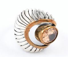 Ezüst(Ag) gyűrű citrinnel, jelzett, állítható méret, bruttó: 6,7 g