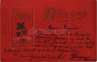 1902 Boldog új évet! dombornyomott / New Year greeting, embossed