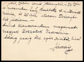 cca 1909, jan. 14 Jászai Mari (1850-1926) színésznő autográf sorai Gerő Ödönné Hermann Leontinnak, G...