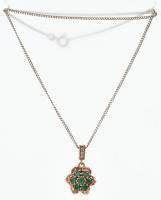 Ezüst(Ag) nyaklánc virágos függővel, jelzett, h: 38 cm, bruttó: 6,2 g