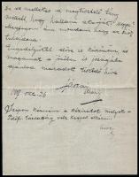 1907.okt. 26 Jászai Mari (1850-1926) színésznő autográf levele Gerő Ödön (1863-1939) művészeti újság...
