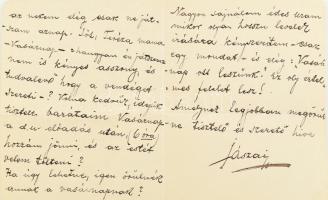 1907.nov.19 Jászai Mari (1850-1926) színésznő autográf levele Gerő Ödön (1863-1939) művészeti újságí...