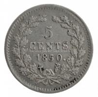 Hollandia 1850. 5c Ag T:2 Netherlands 1850. 5 Cents Ag C:XF  Krause KM#91
