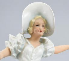 Schaubachkunst porcelán táncosnő szobor. Kézzel festett, jelzett, hibátlan 24 cm