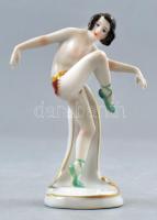 Capodimonte art deco táncos porcelán szobor, kézzel festett, jelzett, sérült 8 cm