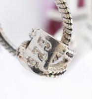 Ezüst(Ag) kígyó nyaklánc csepp alakú markazitos medállal, jelzett, h: 58 cm, bruttó: 8,1 g