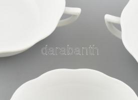 4 db Herendi fehér mázas leveses csésze. Jelzett, hibátlan. d: 14 cm