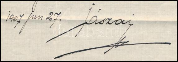1907. jun. 27 Jászai Mari (1850-1926) színésznő autográf levele Gerő Ödön (1863-1939) újságíró, szer...