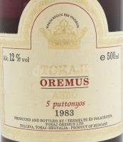 1983 Oremus 5 puttonyos tokaji aszú, bontatlan palack, 0,5 l. Pincében, szakszerűen tárolt