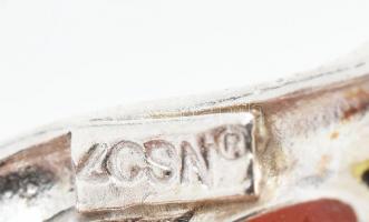 Ezüst(Ag) figaro nyaklánc karneolos függővel, jelzett, h: 46 cm, bruttó: 9,2 g