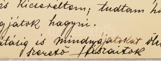 1910.I.3. Jászai Mari (1850-1926) színésznő autográf sorai Gerő Ödönné Hermann Leontinnak, Gerő Ödön...