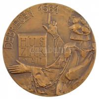 Ligeti Erika (1934-2004) DN Debrecen 1561 - Huszár Gál / ANY (Alföldi Nyomda) - Hűséges Munkáért kétoldalas, bronz emlékérem, eredeti tokban (60,5mm) T:1-