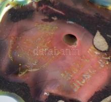 Zsolnay eozin mázas békakirály. Jelzett, a koronáján sérült, ragasztott, m: 7 cm