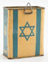 cca 1948 Cionista fém, gyűjtőpersely, kulcs nélkül 13 cm