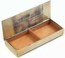 Tevan Margit dombornyomott fém asztali kártyadoboz Jelzett, 21x8 cm