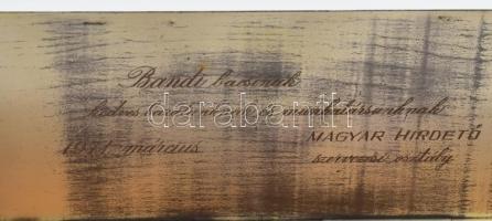 Tevan Margit dombornyomott fém asztali kártyadoboz Jelzett, 21x8 cm