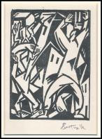 Bortnyik Sándor (1893-1976): linómetszet, papír, utólagos jelzéssel, paszpartuban, 11,5×8 cm