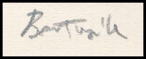 Bortnyik Sándor (1893-1976): linómetszet, papír, utólagos jelzéssel, paszpartuban, 11,5×8 cm