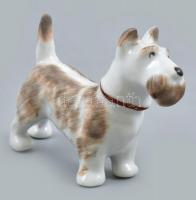 Porcelán kis kutya figura, jelzés nélkül, 8x6 cm