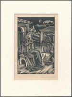 Molnár C. Pál (1894-1981): Mária a gyermek Jézussal. Fametszet, papír, utólagos jelzéssel, paszpartuban 17×11 cm