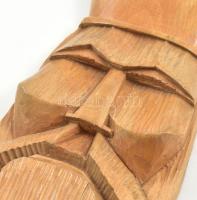 Népi faragás, rusztikus fej falidísz 30x19 cm