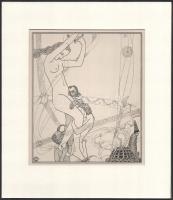 Kozma Lajos (1884-1948): Ölelés. Cinkográfia, papír, jelzett a cinkográfián, paszpartuban, 19,5×16,5 cm