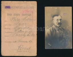 1919 Királyhida (Bruckneudorf), határátkelési igazolvány, 2 db fényképpel, pecsétekkel, kissé viseltes állapotban