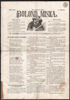 1860 Bolond Miksa élclap I. évfolyam 3. szám, politikai karikatúrákkal, hírlap szignettával, ragasztva