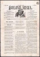 1860 Bolond Miksa élclap I. évfolyam 3. szám, politikai karikatúrákkal, hírlap szignettával szakadással