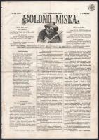 1860 Bolond Miksa élclap I. évfolyam 3. szám, politikai karikatúrákkal, hírlap szignettával szakadással