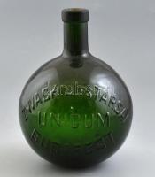 Zwack J. és Társai régi Unicumos üveg, dombornyomott, anyagában színezett, m: 18,5 cm