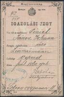 1860 Veperdi ács igazolási jegye
