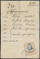 1860 Veperdi ács igazolási jegye